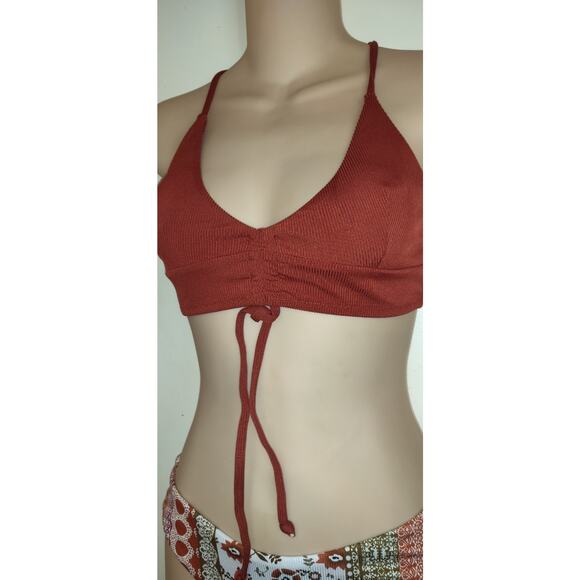 Zaful Bikini Swimsuit Sz S 4 NWT Strappy Back 2 Piece Rust, Brown,White NEW - Picture 5 of 15